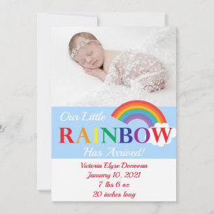 Rainbow Cloud Cutie Enkele Foto Geboorte Aankondiging