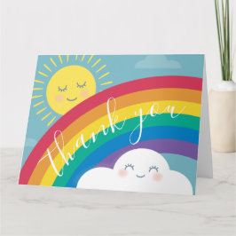 Rainbow Cloud en Sun Birthday Hartelijk dank Bedankkaart