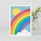 Rainbow Cloud en Sun Birthday Invitation Kaart (Staand voorkant)