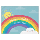 Rainbow Cloud en Sun Birthday Tablecloth Tafelkleed (Voorkant (Horizontaal))