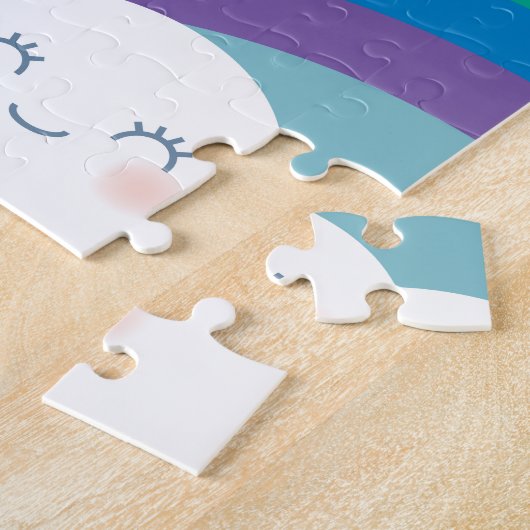 Rainbow Cloud en Sun Gepersonaliseerde Puzzle Legpuzzel (Zijkant)