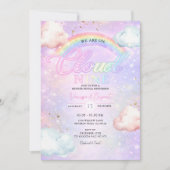 Rainbow Cloud Galaxy Glitter Gender Reveal Kaart (Voorkant)