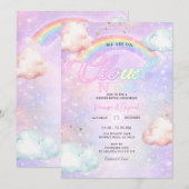 Rainbow Cloud Galaxy Glitter Geslacht Reveal Kaart (Voorkant / Achterkant)