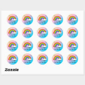 Rainbow Cloud Geboorte Aankondiging envelop seal Ronde Sticker (Vel)