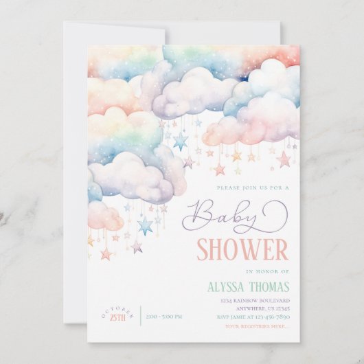 Rainbow Cloud Genderneutraal Baby shower Kaart (Voorkant)
