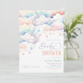 Rainbow Cloud Genderneutraal Baby shower Kaart (Staand voorkant)