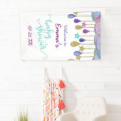 Rainbow Cloud Gold Glitter Baby shower Welkom Spandoek (Insitu)