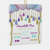 Rainbow Cloud Gold Glitter Baby Stats Keepsake Keramisch Ornament (Rechts)