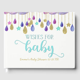 Rainbow Cloud Gold Glitter Wensen voor Baby shower Gastenboek