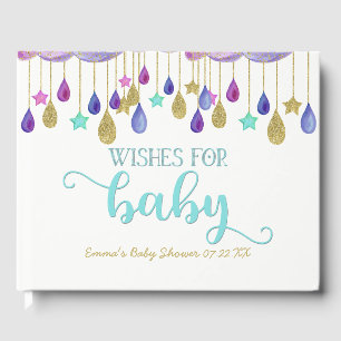 Rainbow Cloud Gold Glitter Wensen voor Baby shower Gastenboek