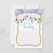 Rainbow Cloud Gold Glitter Wensen voor Baby shower Kaart (Achterkant)