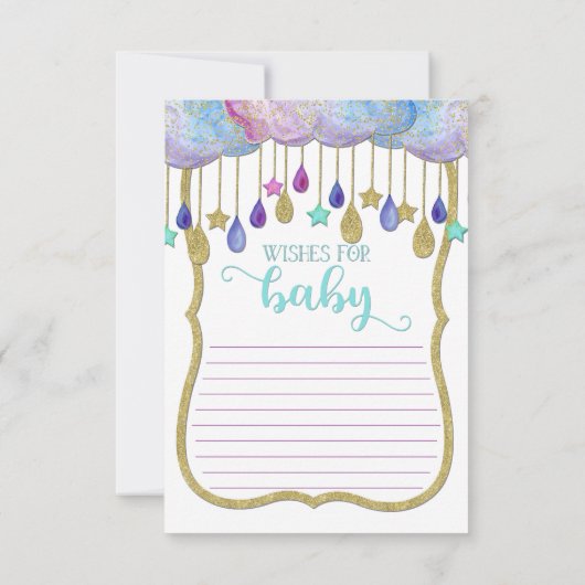 Rainbow Cloud Gold Glitter Wensen voor Baby shower Kaart (Achterkant)