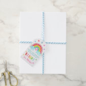 Rainbow Cloud Harten roze gouddag Cadeaulabel (Met Touw)