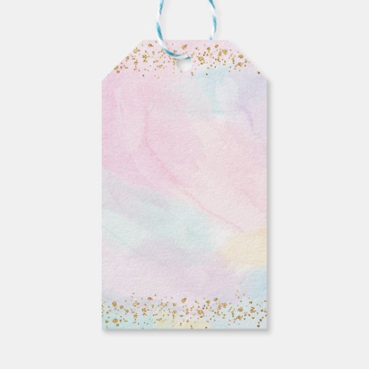Rainbow Cloud Harten roze gouddag Cadeaulabel (Achterkant)