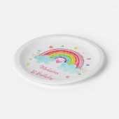 Rainbow Cloud Harten roze gouddag Papieren Bordje (Gekanteld)