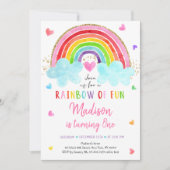 Rainbow Cloud Harten Waterverf Birthday Kaart (Voorkant)