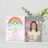 Rainbow Cloud Harten Waterverf Birthday Kaart (Staand voorkant)