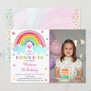 Rainbow Cloud Harten Waterverf Birthday Kaart