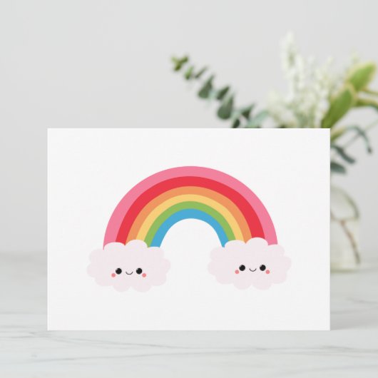 Rainbow Cloud Invitations Kaart (Staand voorkant)