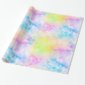 Rainbow Cloud Kleurrijke Tie Dye Neon Sky Cadeaupapier (Uitgerold)