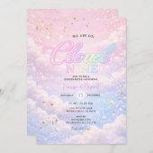 Rainbow Cloud Nine Sky Glitter Gender Reveal  Kaart (Voorkant / Achterkant)