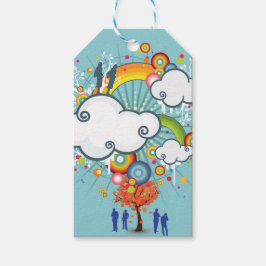 Rainbow Cloud People Gift Label Cadeaulabel