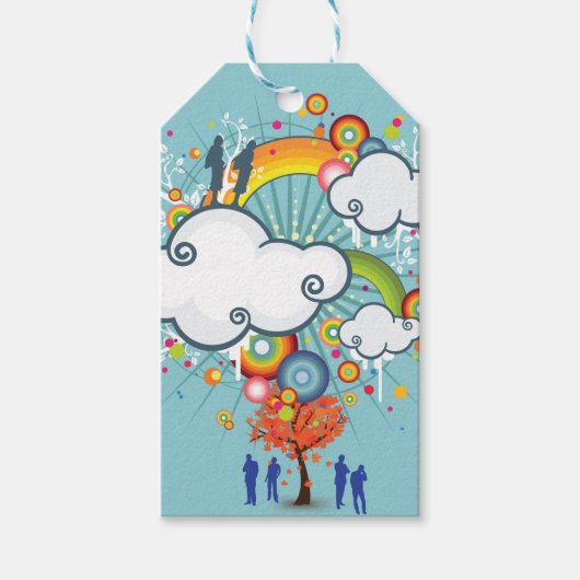 Rainbow Cloud People Gift Label Cadeaulabel (Voorkant)