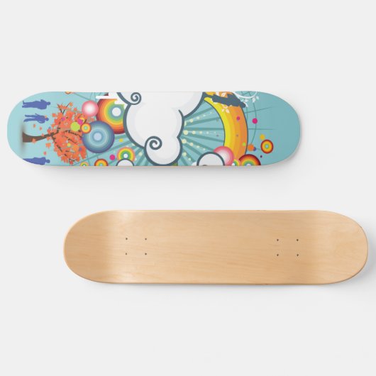 Rainbow Cloud People Skateboard (Horizontaal)
