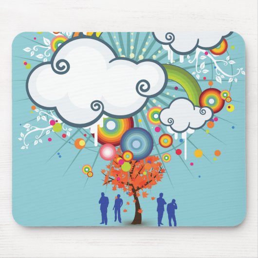 Rainbow Cloud People Tree Mousepad Muismat (Voorkant)