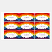 Rainbow Cloud Persoonlijke naam Labels (Vel)