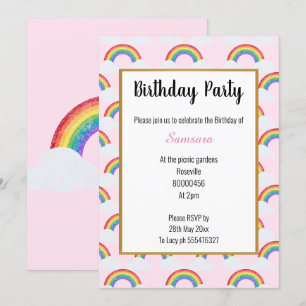 RAINBOW CLOUD PINK MULTIPLE DE Uitnodiging van de