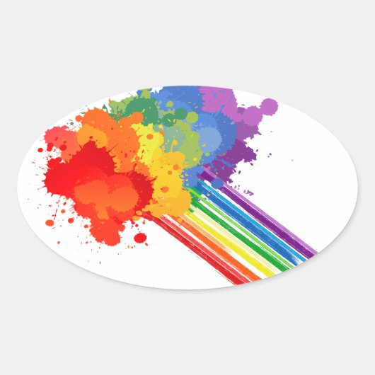 RAINBOW CLOUD -.png Ovale Sticker (Voorkant)