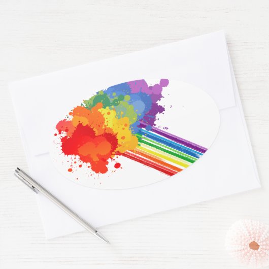 RAINBOW CLOUD -.png Ovale Sticker (Envelop)