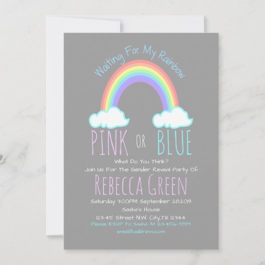 Rainbow Cloud Roze of Blauw Geslacht onthullen Par Kaart (Voorkant)