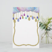 Rainbow Cloud Stars Dangling Gold Glitter Baby Briefpapier (Staand voorkant)