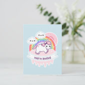 Rainbow Cloud Unicorn Birthday Party nodigt uit Kaart (Staand voorkant)