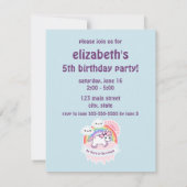 Rainbow Cloud Unicorn Birthday Party nodigt uit Kaart (Achterkant)