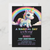 Rainbow Cloud Unicorn Birthday-uitnodigingen Kaart (Voorkant)