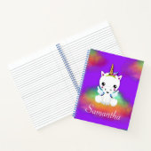 Rainbow Cloud Unicorn op Paars Notitieboek (Binnen)