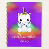 Rainbow Cloud Unicorn op Paars Planner (Voorkant)