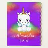 Rainbow Cloud Unicorn op Paars Planner (Achterkant)