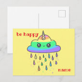 Rainbow Cloud Unicorn personaliseren Briefkaart (Voorkant / Achterkant)