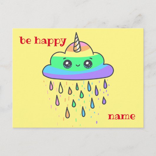 Rainbow Cloud Unicorn personaliseren Briefkaart (Voorkant)