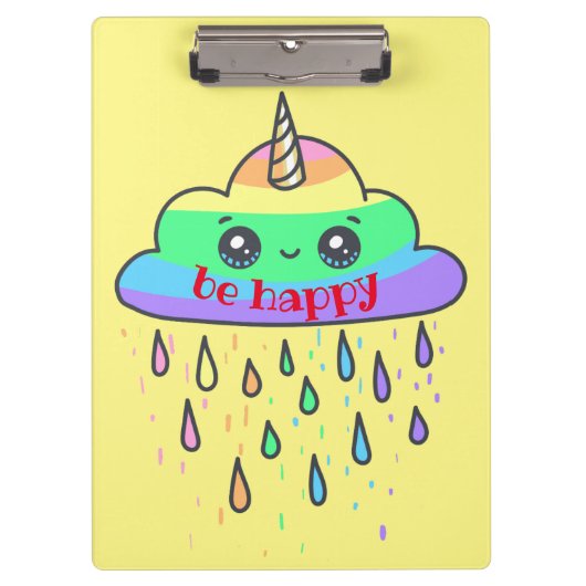 Rainbow Cloud Unicorn personaliseren Klembord (Voorkant)