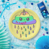 Rainbow Cloud Unicorn personaliseren Papieren Bordje (Feest)