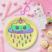 Rainbow Cloud Unicorn personaliseren Papieren Bordje (Feest)