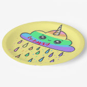 Rainbow Cloud Unicorn personaliseren Papieren Bordje (Gekanteld)