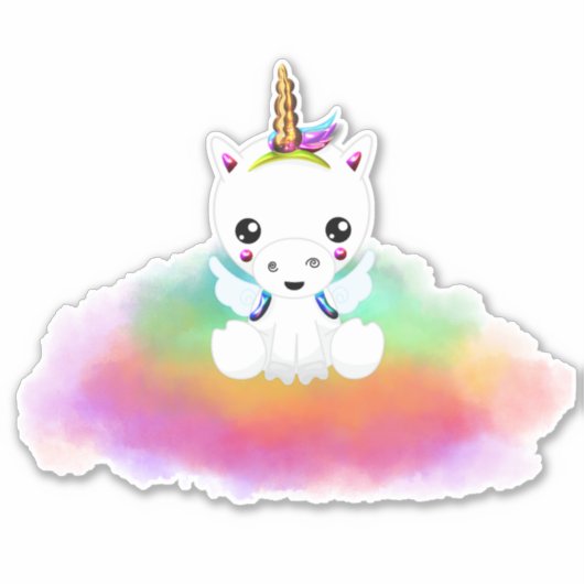 Rainbow Cloud Unicorn Sticker (Voorkant)