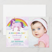 Rainbow Cloud Unicorn Verjaardag Uitnodigingen fot (Voorkant / Achterkant)