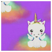 Rainbow Cloud Unicorns op Paars Stof (Close Up)